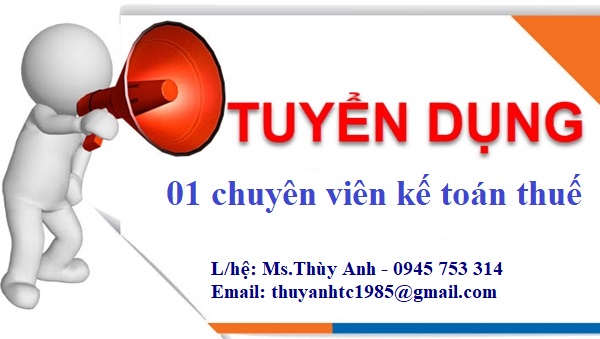 TUYỂN DỤNG THÁNG 1/2023 - CHUYÊN VIÊN KẾ TOÁN THUẾ