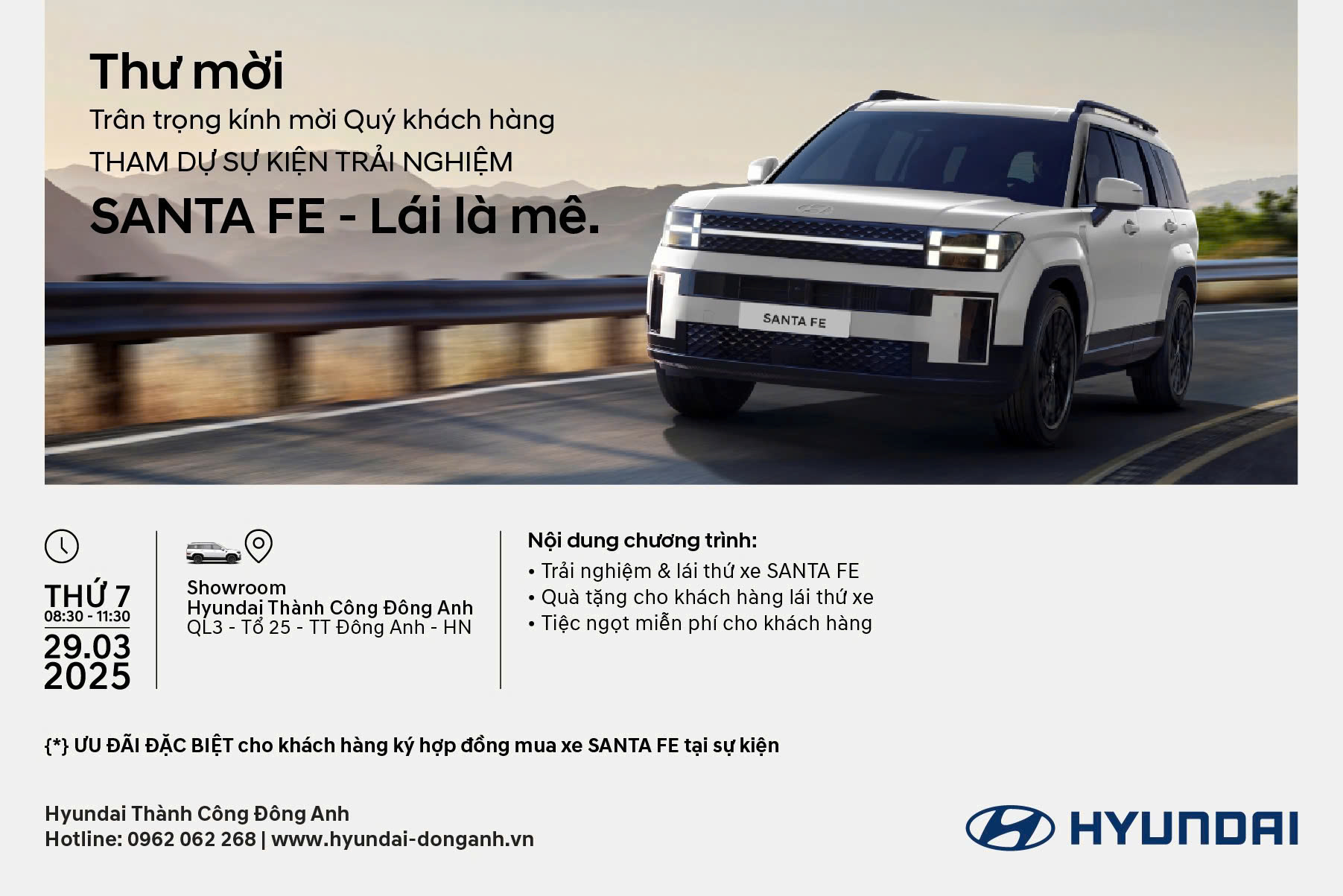 Sự kiện lái thử Hyundai Santa Fe - Trải nghiệm lái đỉnh cao tại Hyundai Đông Anh